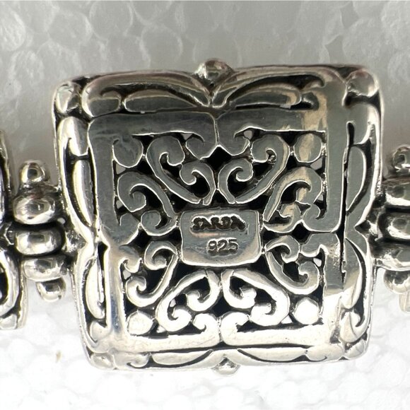 Sterling Silver Panel Bracelet Byzantine Medalion Toggle Clasp Sarda J Sherman - Picture 5 of 9